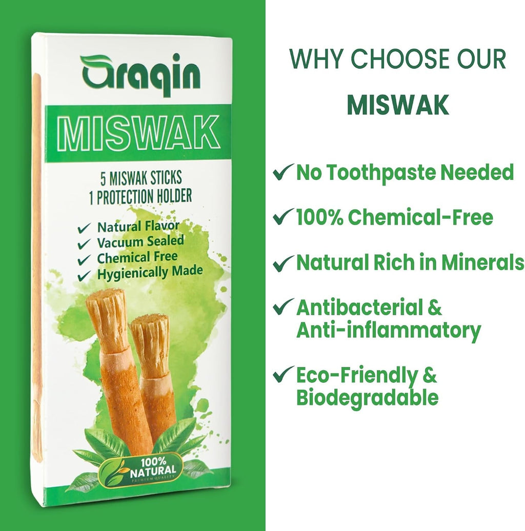 Natural Miswak Teeth Sticks Pack with Holder - Eco-Friendly Oral Care
