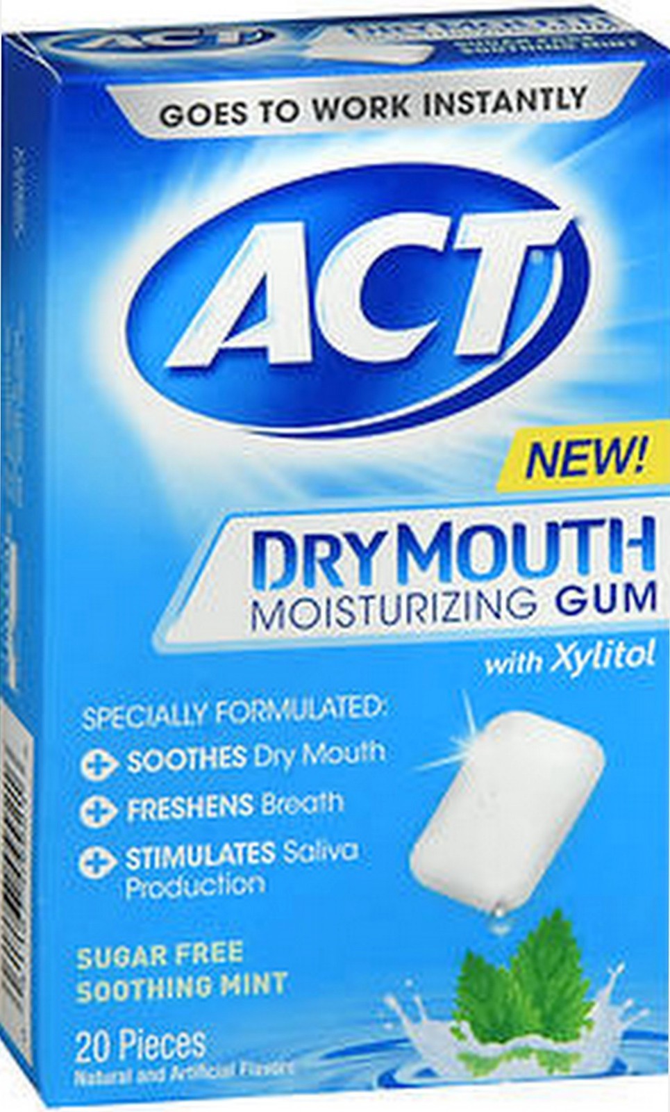 ACT Dry Mouth Gum with Xylitol Sugar-Free Mint 20 Count