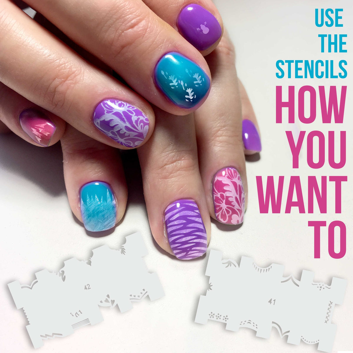 Airbrush Nail Art Stencil Set with 240 Designs - Reusable Templates for Nail Decoration
