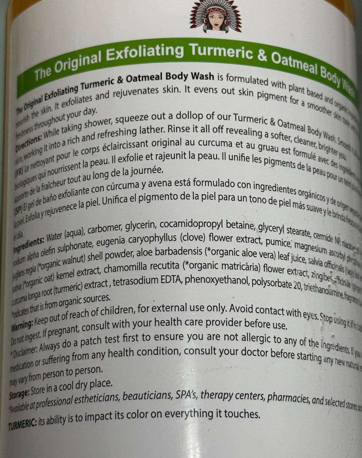 Organic Turmeric & Oatmeal Body Wash - Exfoliating & Nourishing 1011ml