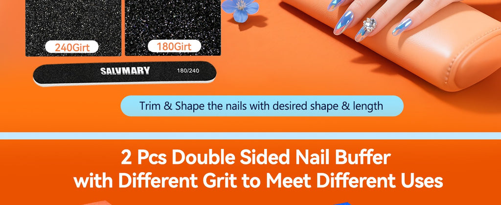 Professional Nail Files and Buffers Set - Double Sided Grit Emery Boards for Manicure & Pedicure