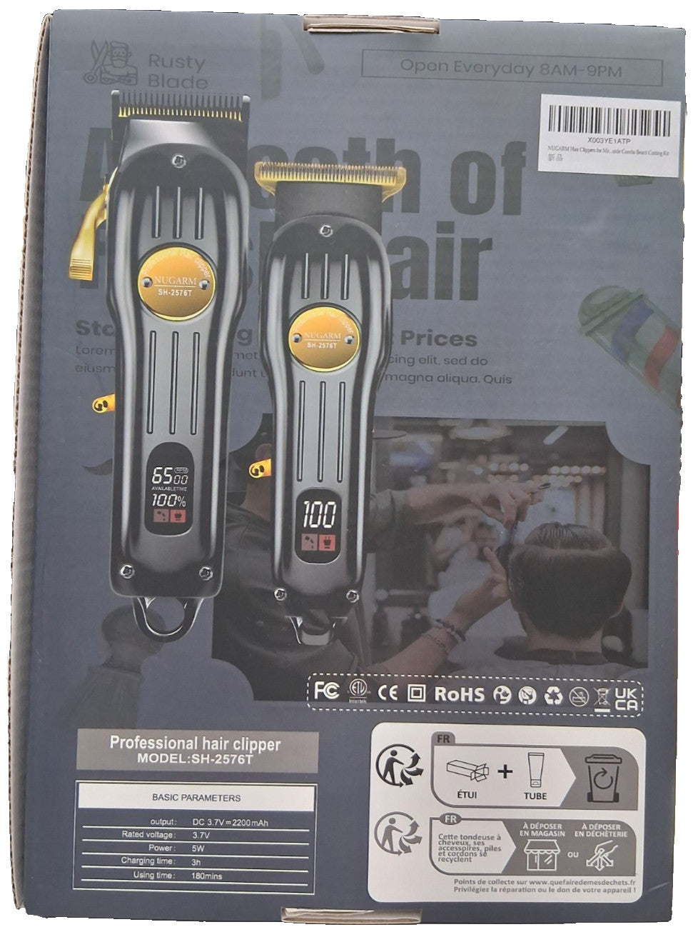 Cordless Hair Clippers for Men Rechargeable Trimmer Set SH-2576T