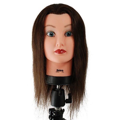 Cosmetology Mannequin Head with 100% Human Hair - Brown, 15-18 Inches