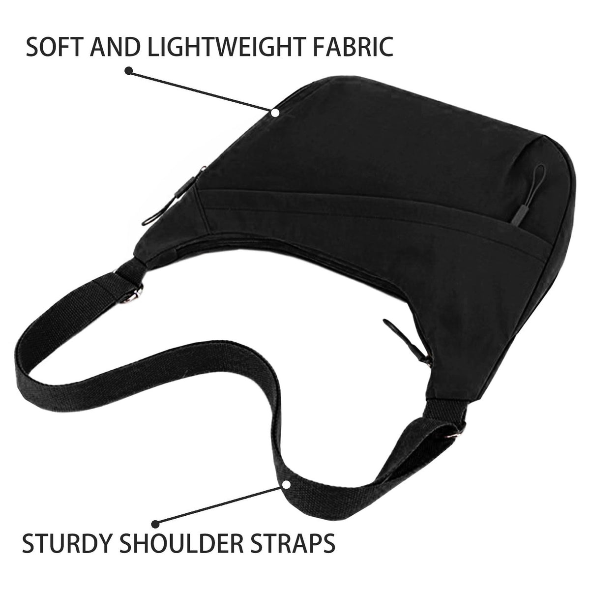 Nylon Crescent Crossbody Bag for Women Lightweight Casual Shoulder Purse