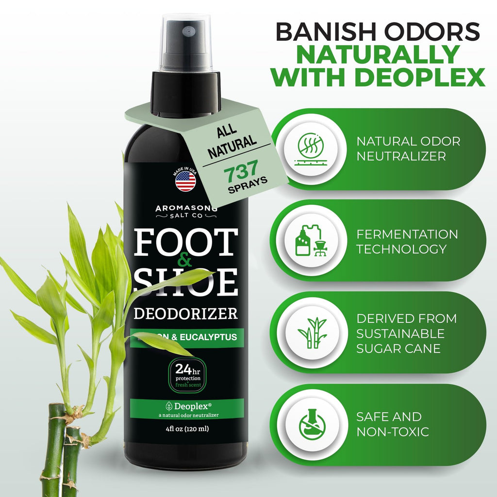 Natural Shoe Deodorizer and Foot Spray - 4 oz Pack of 2, Odor Eliminator