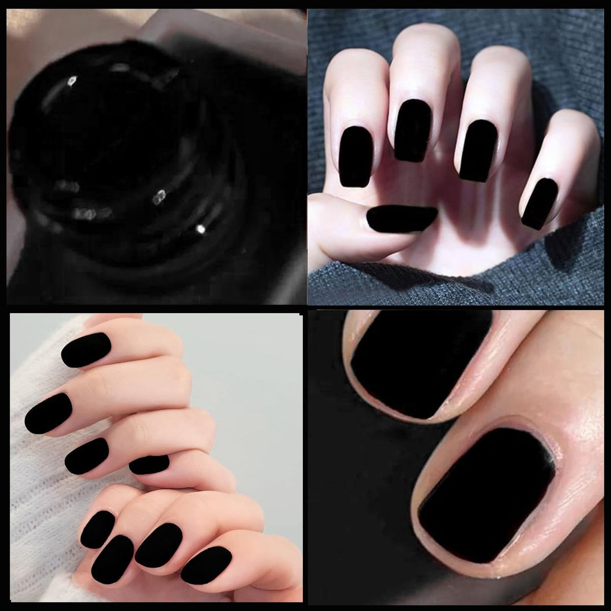 Matte Black Nail Polish Quick Dry Vegan for Men & Women - Velvet Gel Finish