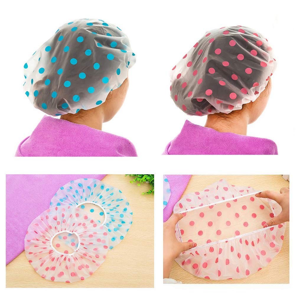 Reusable Waterproof Shower Cap Set - 3 Colors, Adjustable Fit for Women Men
