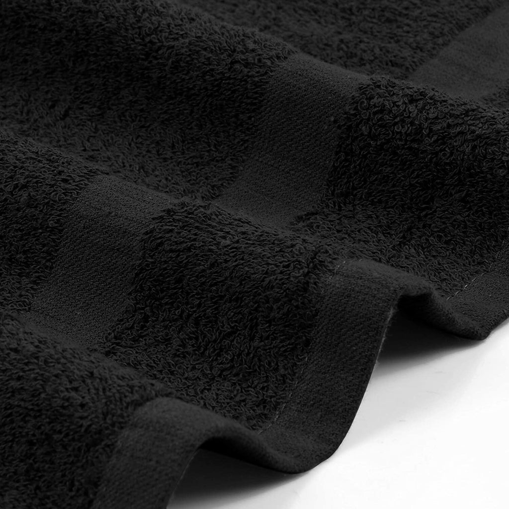 Set of 6 Black Cotton Salon Towels 16x27 Inches - Absorbent & Durable