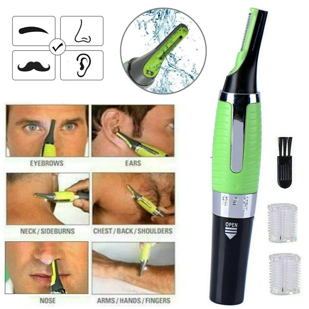 Men Nose Ear Face Hair Trimmer - Beard Mustache Eyebrow Clipper Shaver