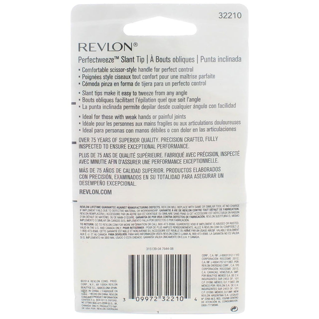 Revlon Slant Tip Tweezers - Comfortable Grip for Precision Hair Removal
