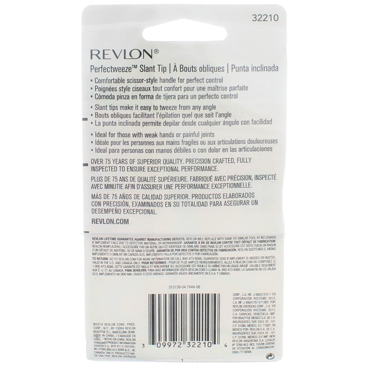 Revlon Slant Tip Tweezers - Comfortable Grip for Precision Hair Removal