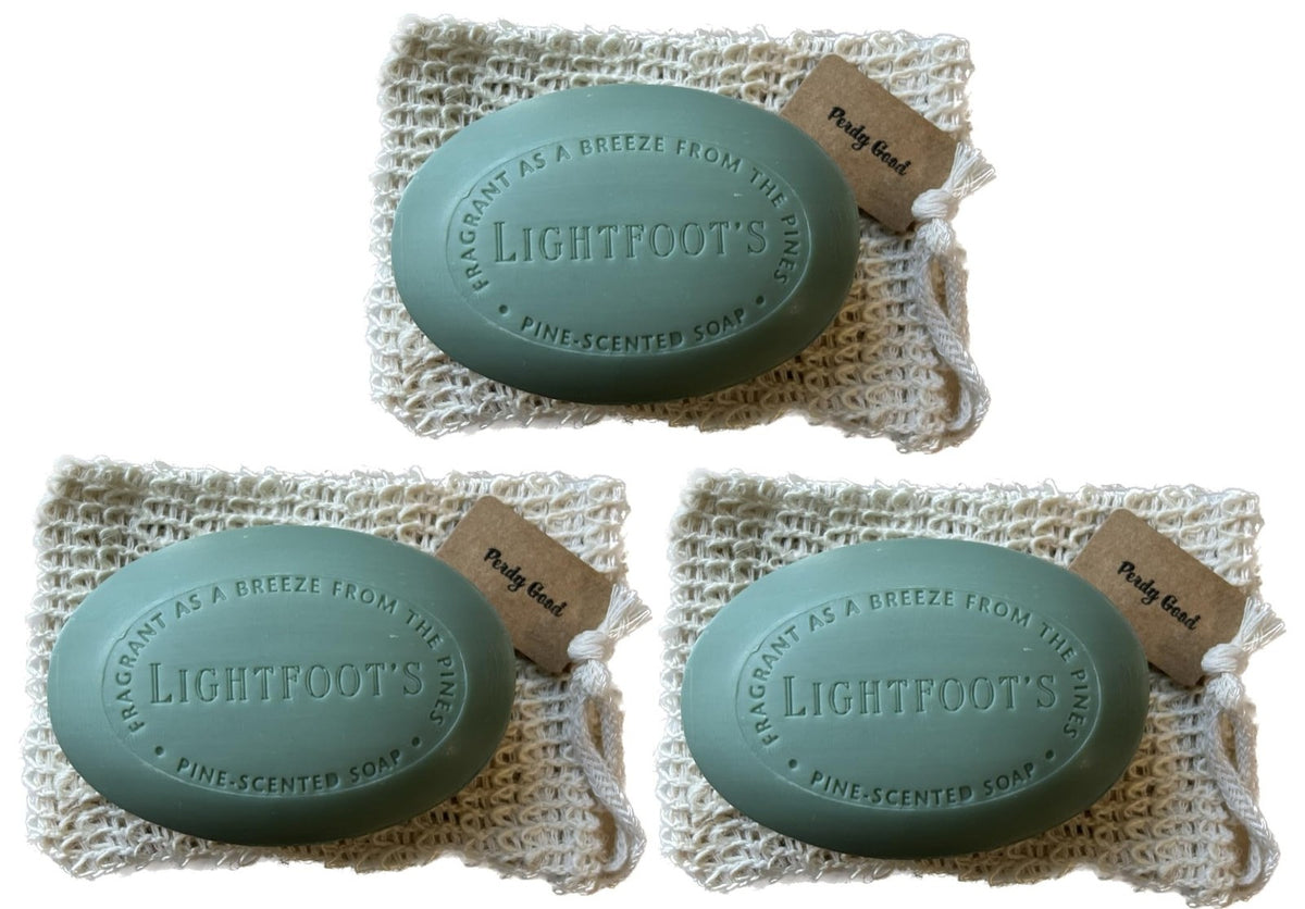 Men's Pine Soap Gift Set with Exfoliating Sisal Bags - 3 Bars