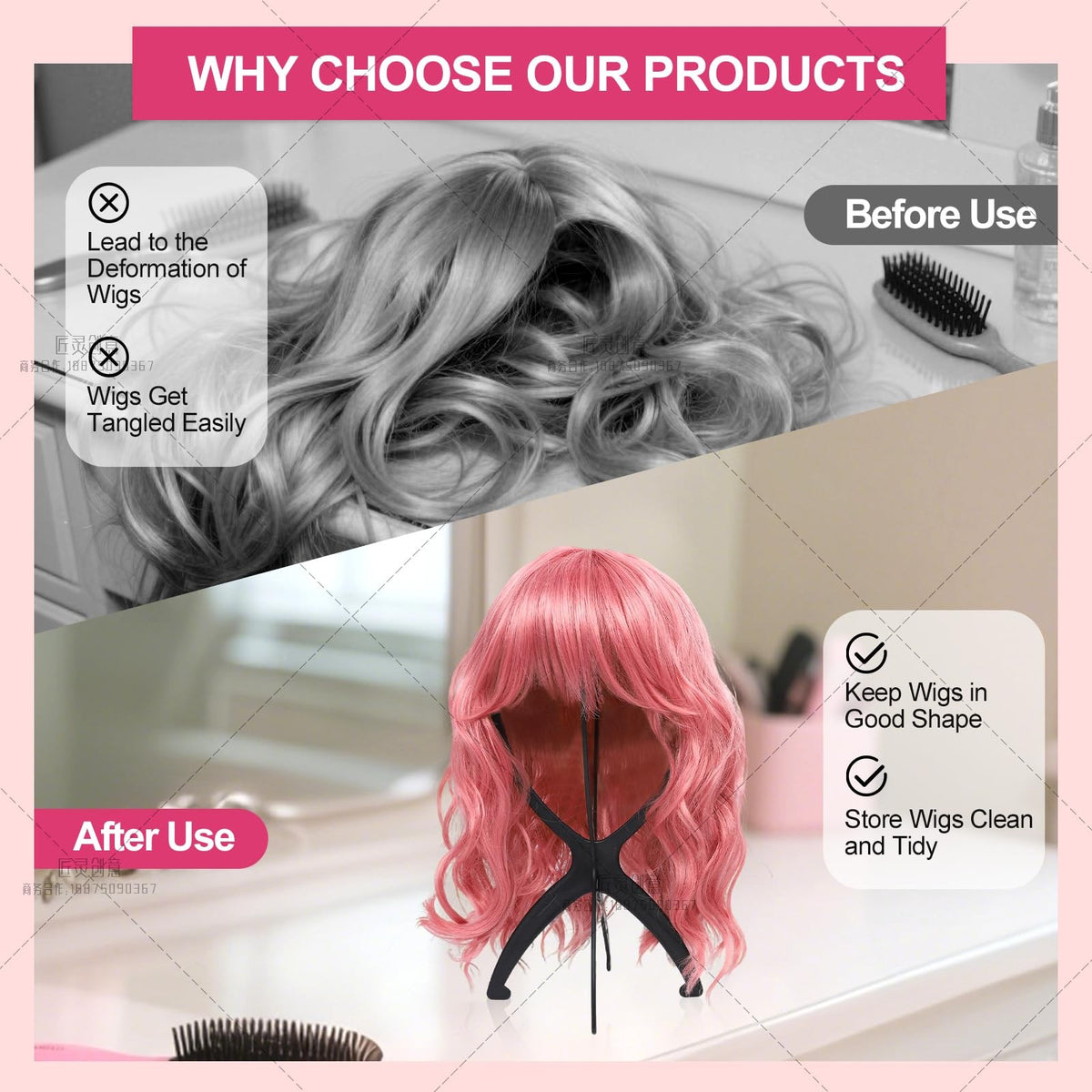 Portable Wig Holder Stand for All Wigs Travel Hair Stylist Gifts