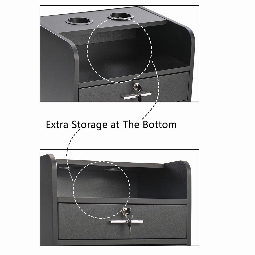 Salon Trolley Cabinet with Drawers & Hair Dryer Holders - Rolling Salon Station