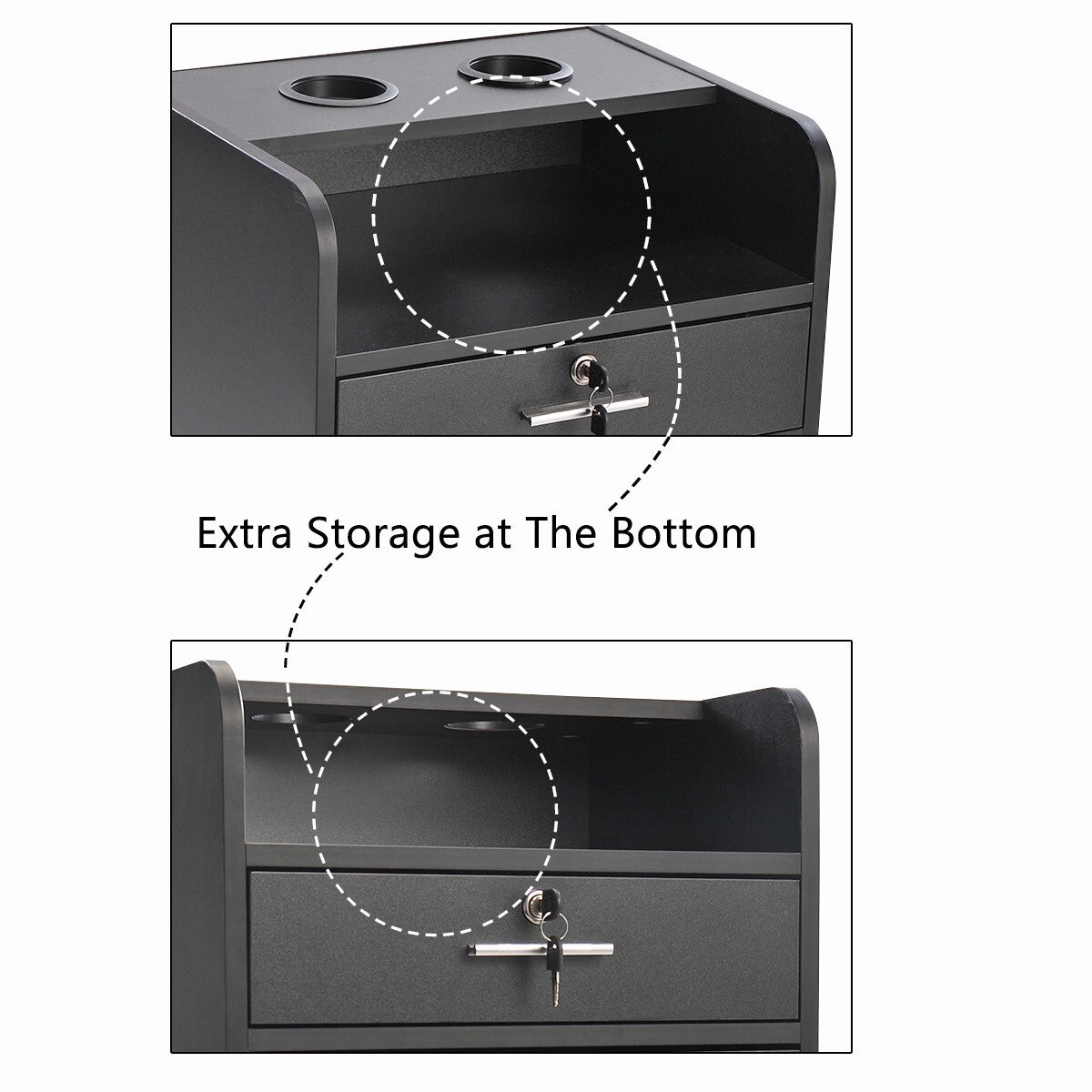Salon Trolley Cabinet with Drawers & Hair Dryer Holders - Rolling Salon Station