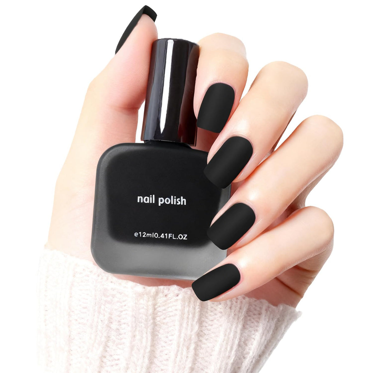 Matte Black Air Dry Nail Polish - Quick Dry Velvet Dark Lacquer