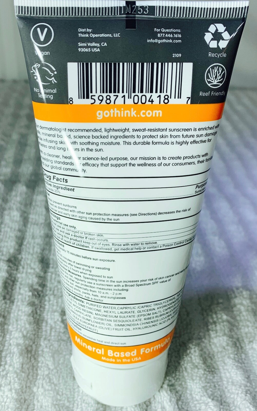 Sport Sunscreen SPF 50 - Water-Resistant, Reef Friendly, 6 fl oz