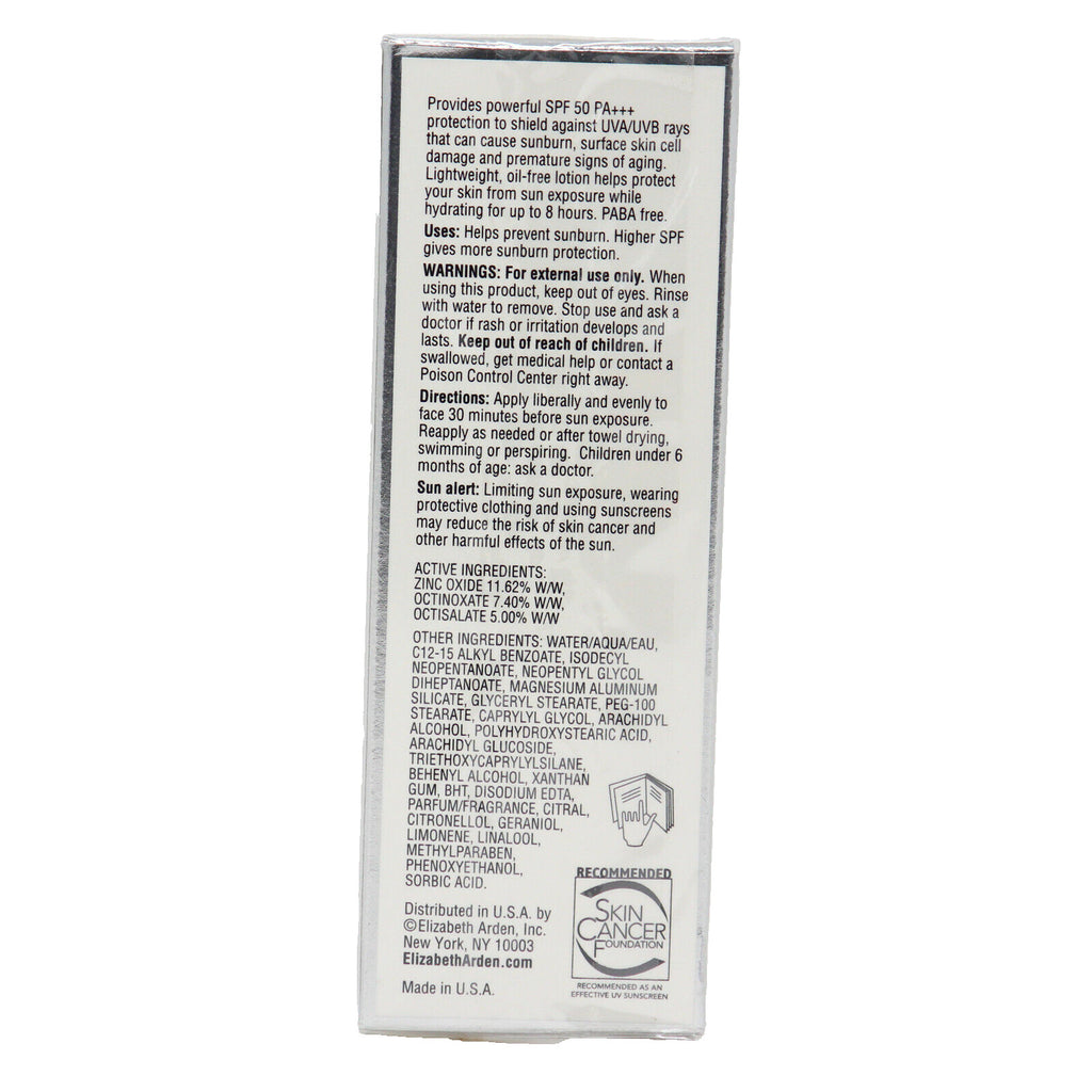 Elizabeth Arden Eight Hour Sun Defense SPF 50 Face Sunscreen PA+++ 1.7 oz - Hydrating Sun Protection
