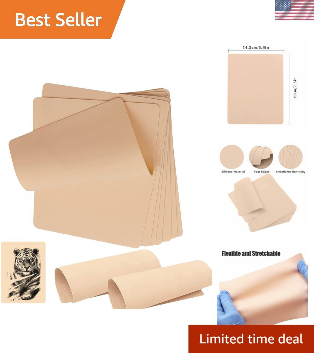 Tattoo Practice Skin Set – Double-Sided, 7.4 x 5.6 in, 1.3 mm Thick, 10 Pieces