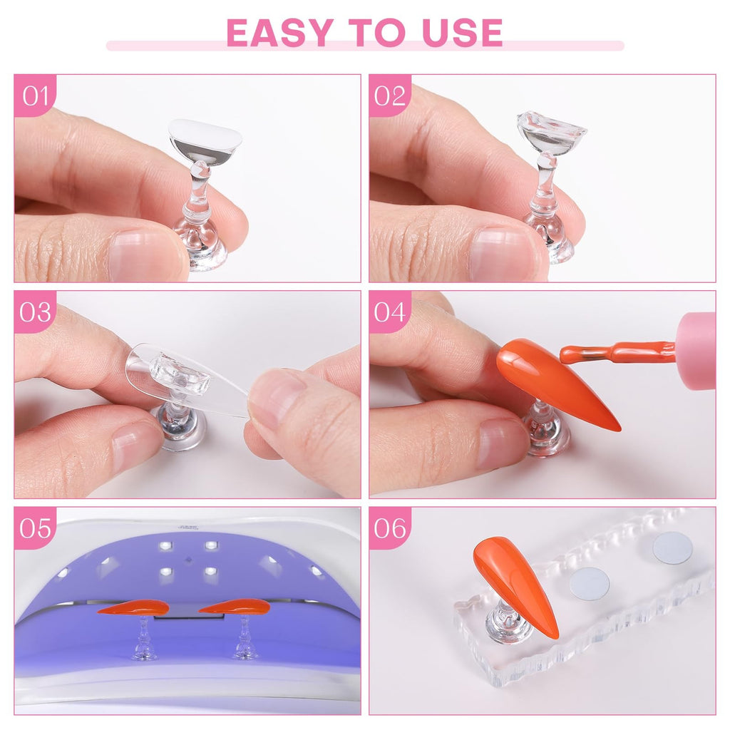 Narsikar Nail Stand for Press Ons with 300 Double-Sided Tape - Rose Pink