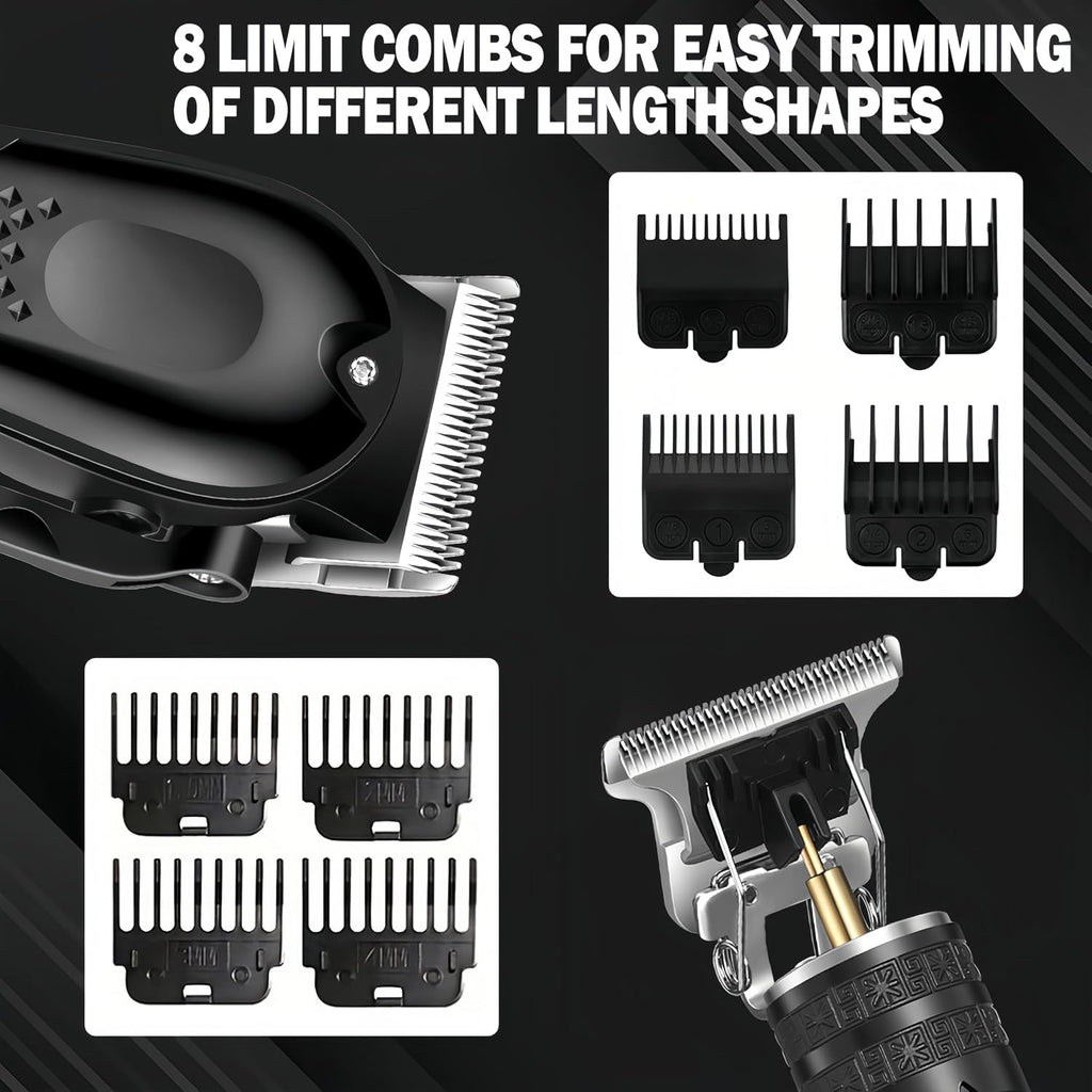 Cordless 3-in-1 Hair Clippers Grooming Kit with LED Display & Accessories