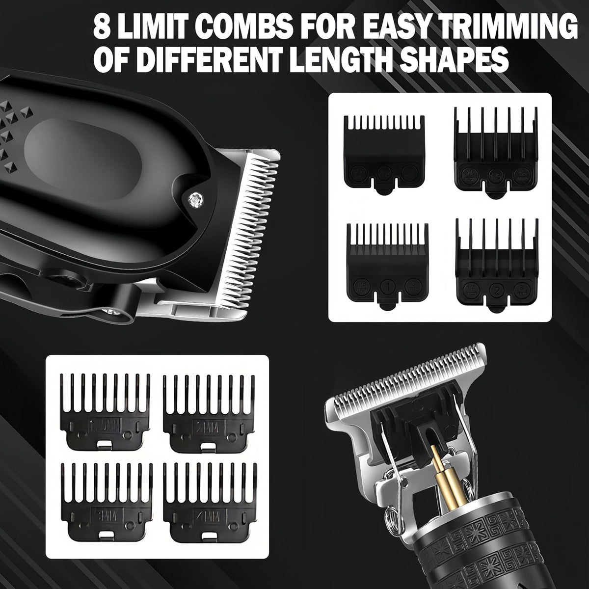 Cordless 3-in-1 Hair Clippers Grooming Kit with LED Display & Accessories
