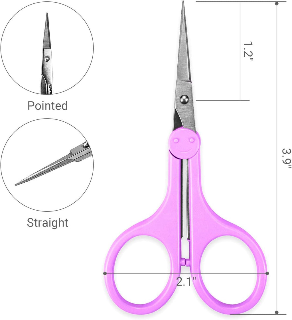 Eyebrow Scissors for Facial, Nose, Mustache & Beard Hair Trimming - Long Purple Stainless Steel