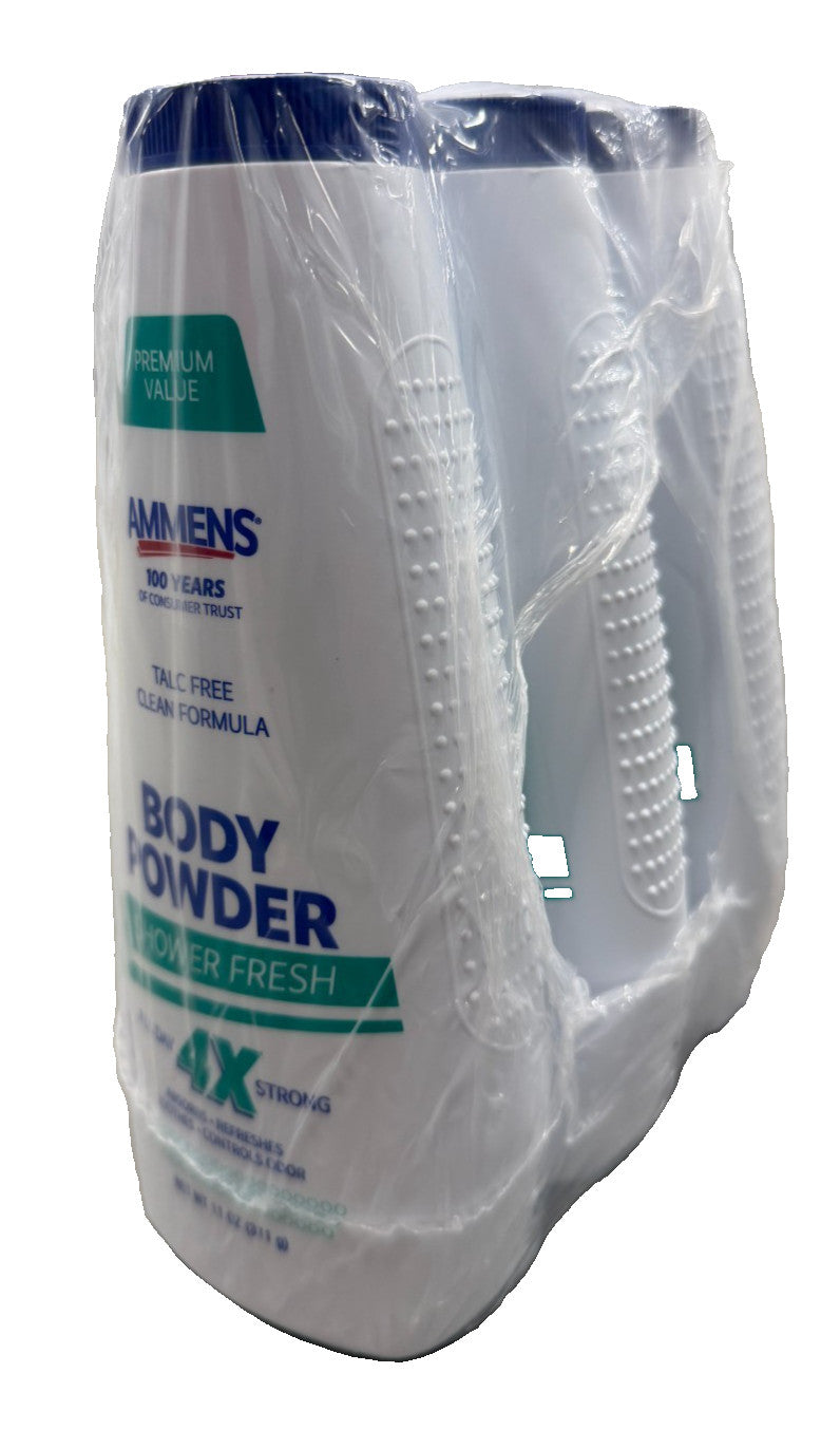 3-Pack Shower Fresh Body Powder Talc-Free 11oz | Ammens