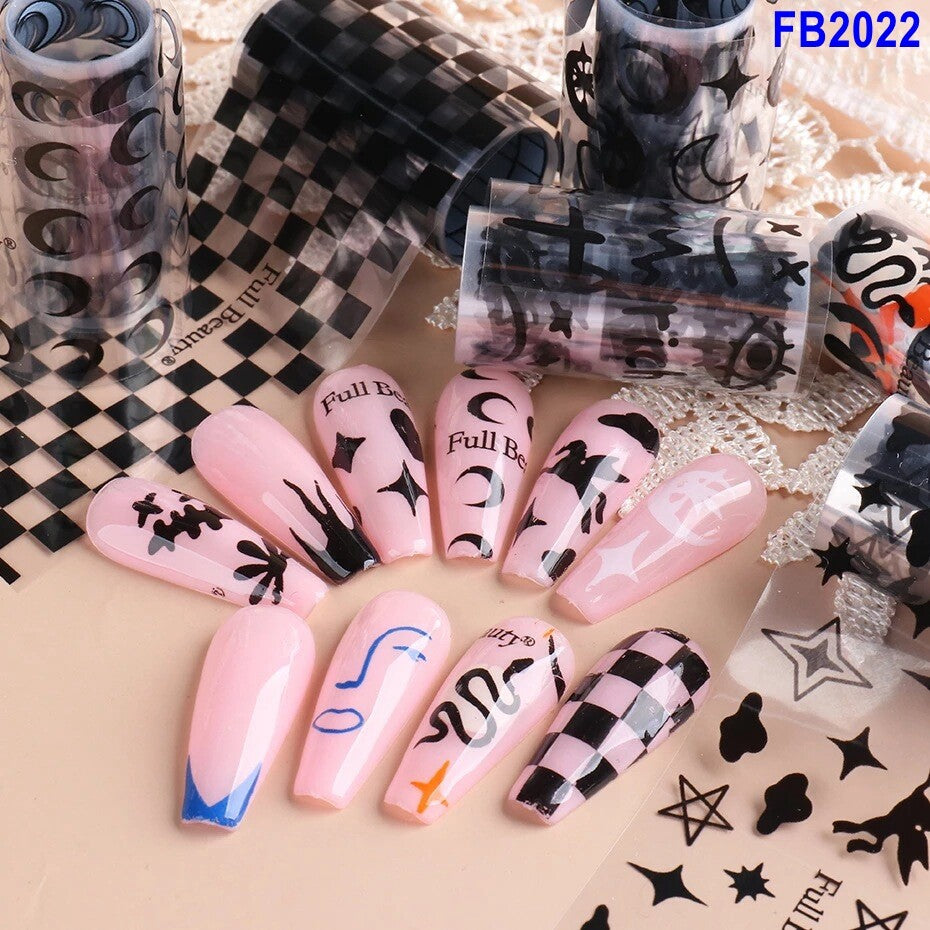 Holographic Nail Foil Transfer Stickers 10pcs Snake Heart Star Decor