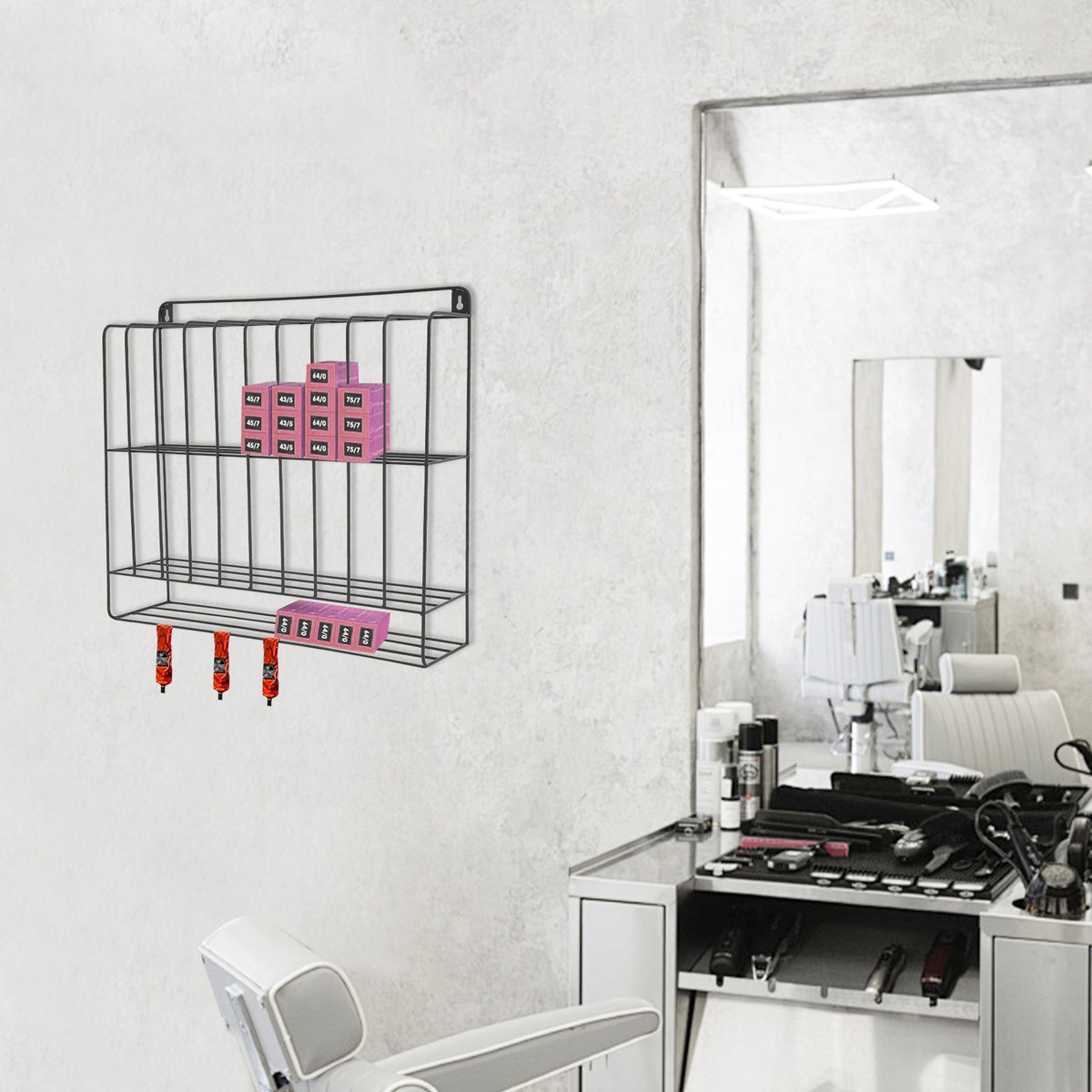 Wall-Mounted Hair Color Storage Rack for Salon & Beauty Use