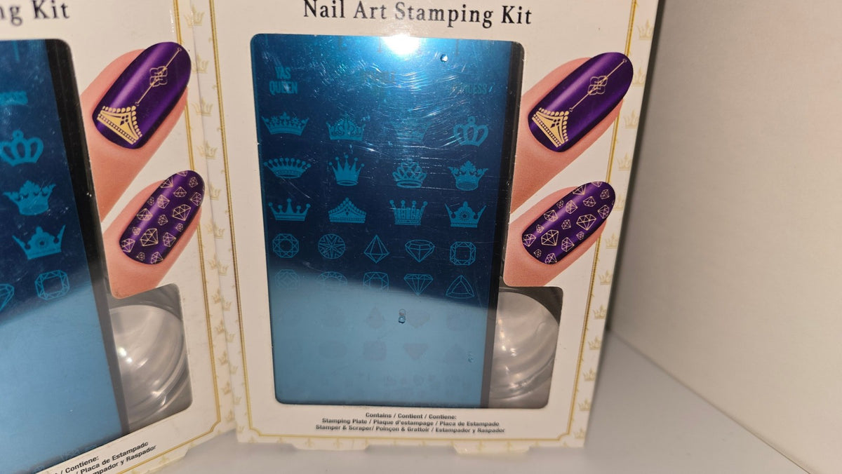2-Pack Nail Art Stamping Kit with Plates, Stamper & Scraper - Elegant Jewelry Designs