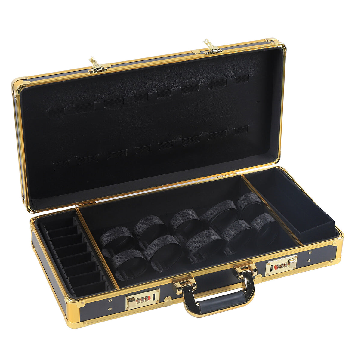 Large Barber Travel Suitcase with Lock Gold - Stylist Tool Organizer