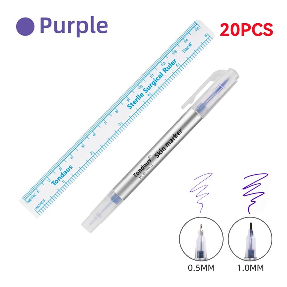 Disposable Skin Marker Pen with Ruler – Sterilized Medical Tattooing/Temporary Marking