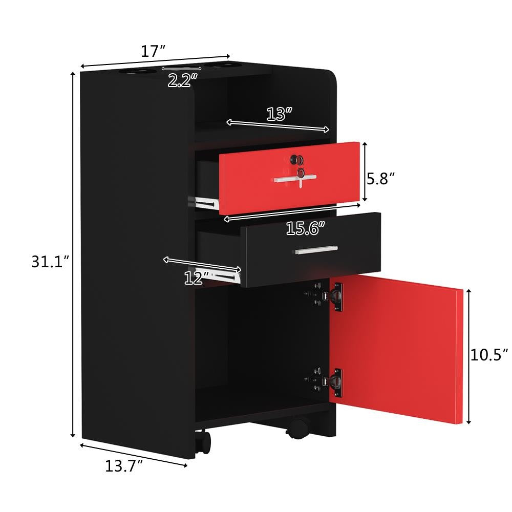 Salon Wood Rolling Drawer Trolley Cart for Spa and Salon Equipment