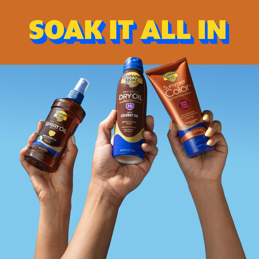 Deep Tanning Oil Spray SPF 4 - Moisturizing Sunless Tanning Oil with Cocoa & Coconut - Pack of 2
