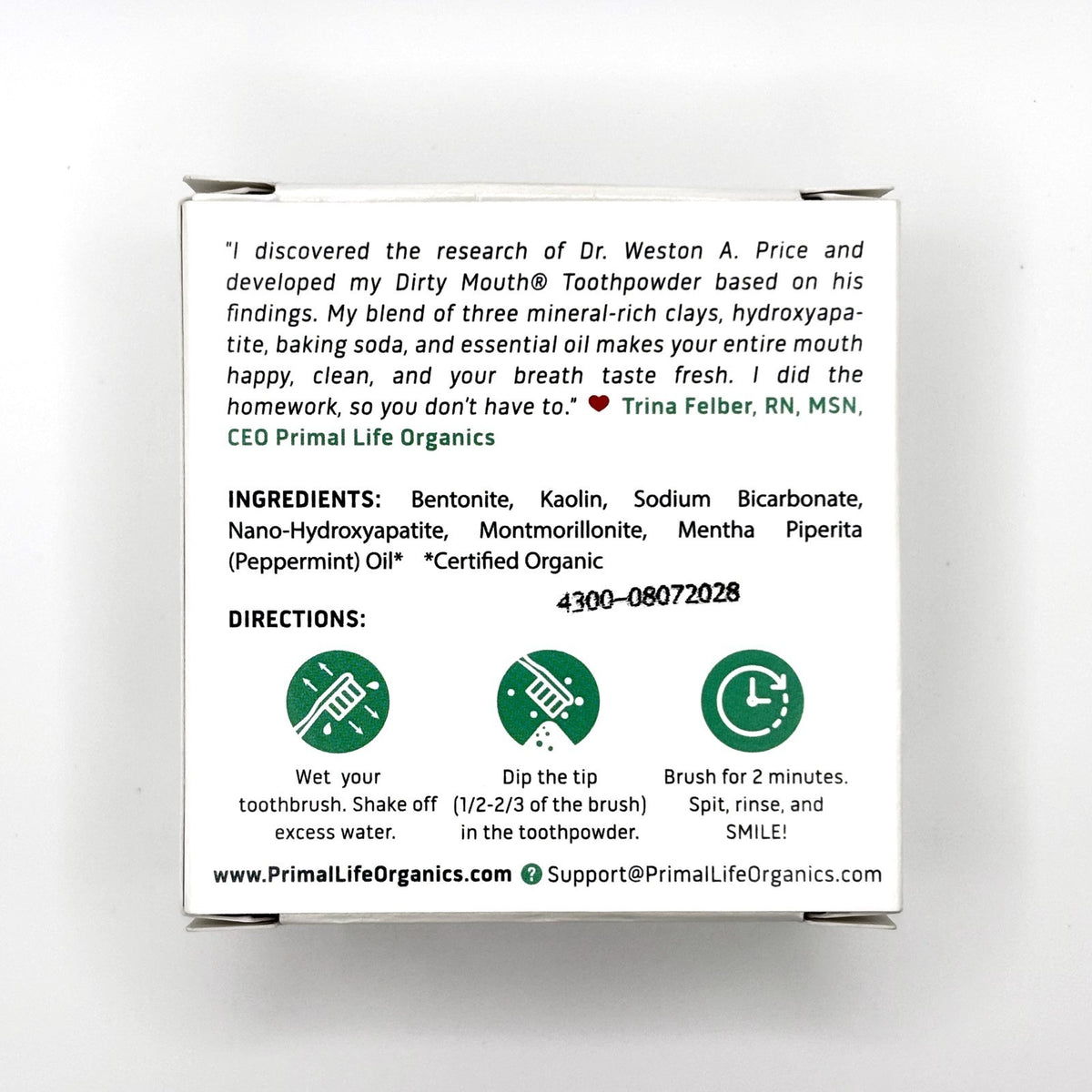 Natural Toothpowder with Nano-Hydroxyapatite Peppermint - Fluoride-Free 1oz