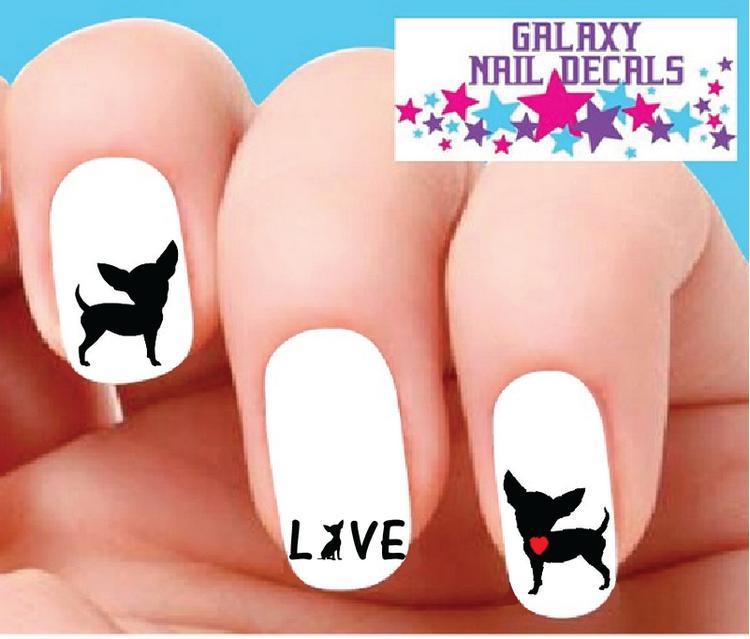 Dog Nail Decals Set of 20 Chihuahua Love Water Slide Nail Art Stickers