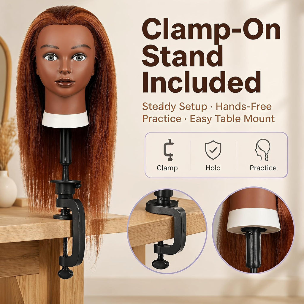 16-Inch Human Hair Mannequin Head for Hairstyling & Training