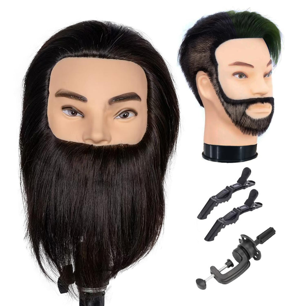 Male Mannequin Head with Human Hair 12'' for Barber & Cosmetology Training