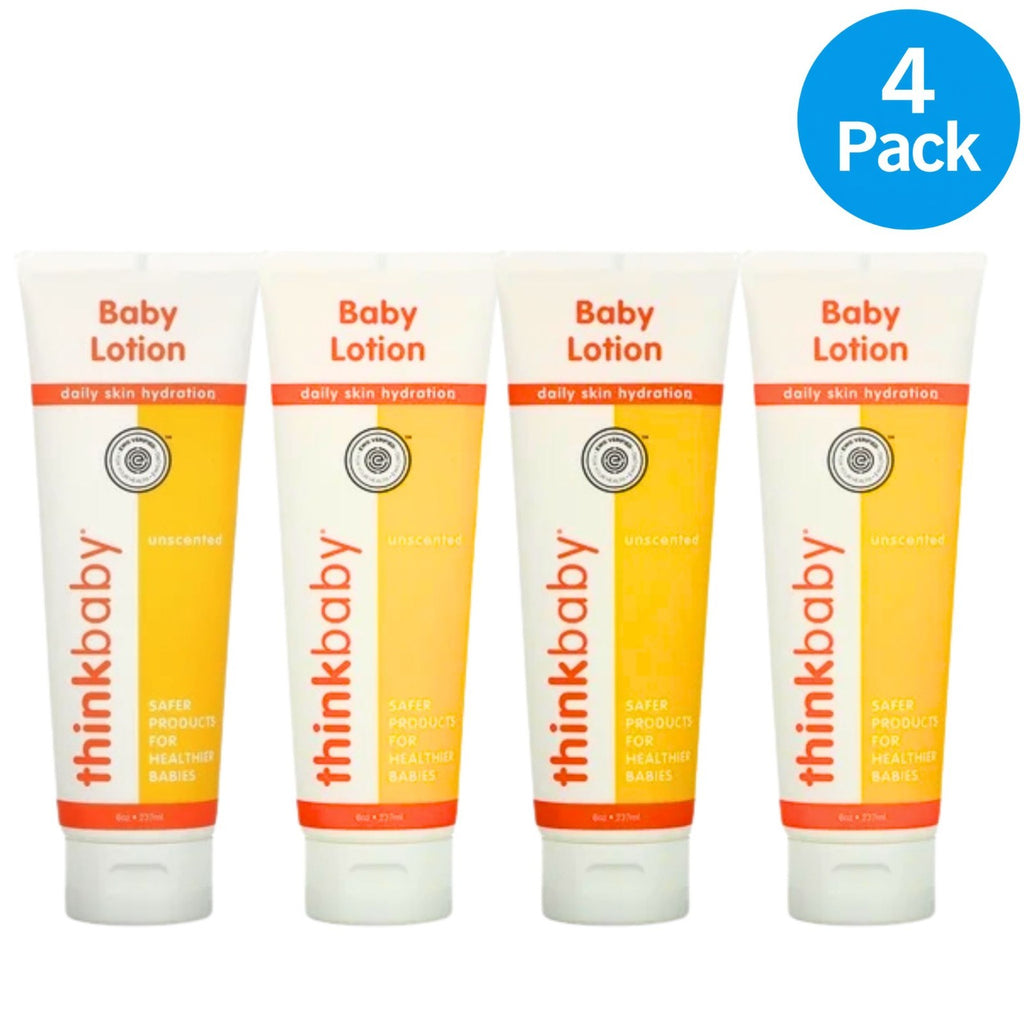 Unscented Baby Lotion 6oz - Gentle Hydration for Sensitive Skin - 4 Pack