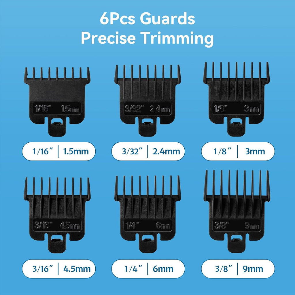 6 Pack Hair Clipper Guard Attachments for Babyliss FX787 & Andis T-Outliner G