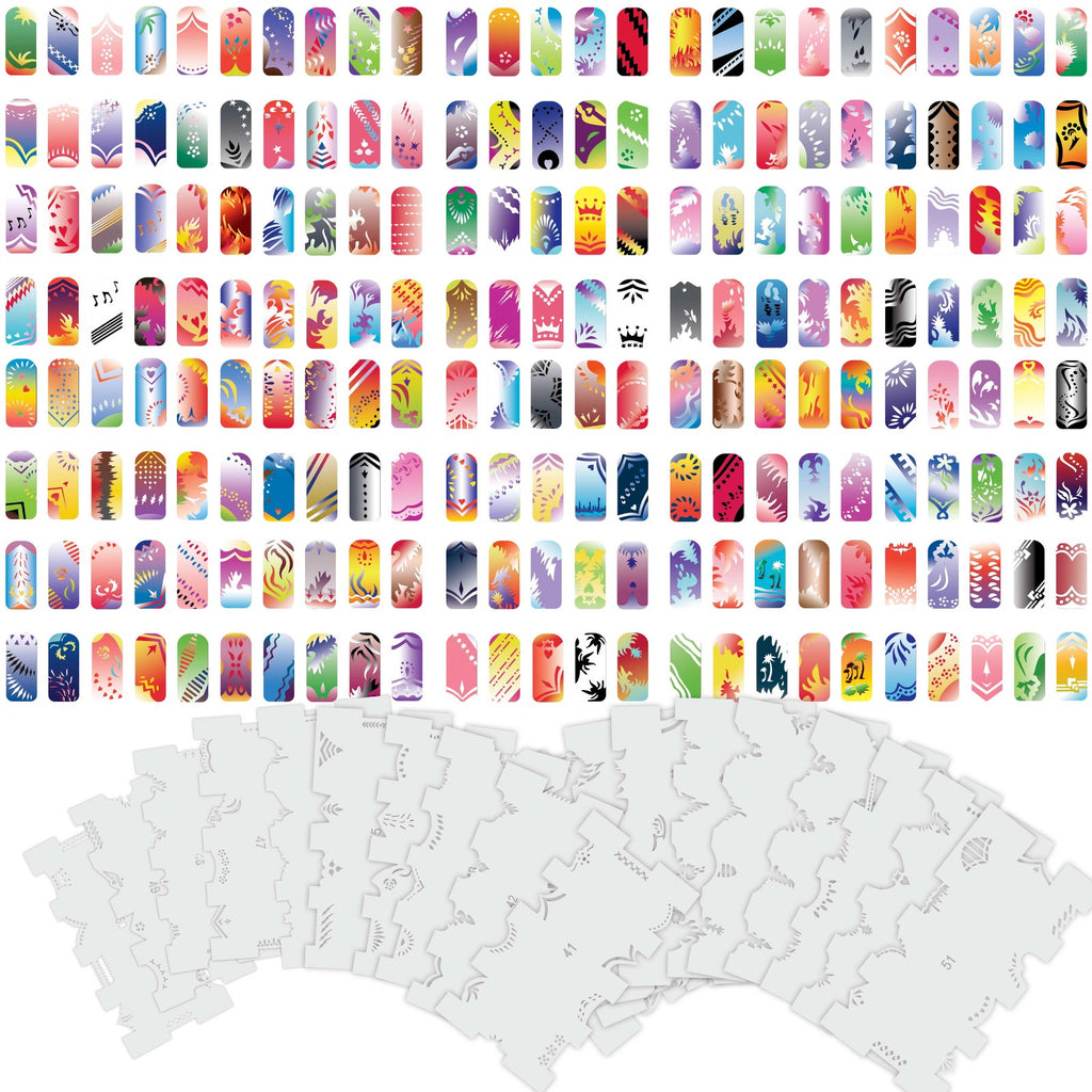 Airbrush Nail Art Stencil Set with 240 Designs - Reusable Templates for Nail Decoration