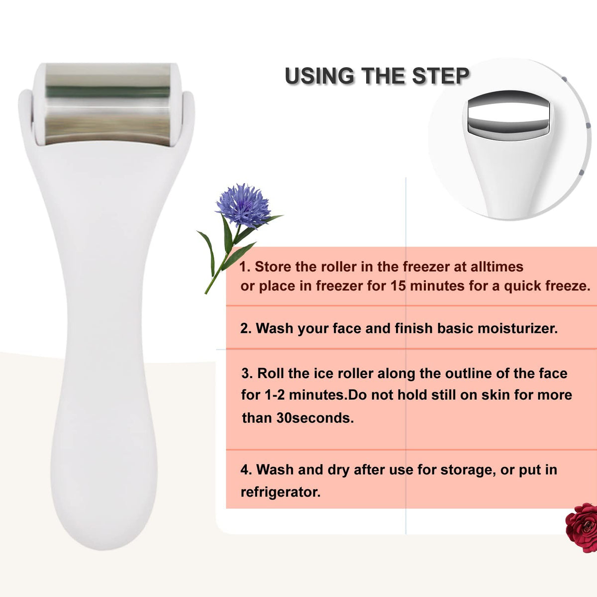Ice Roller & Facial Massager for Face & Eyes - Cooling Stainless Steel