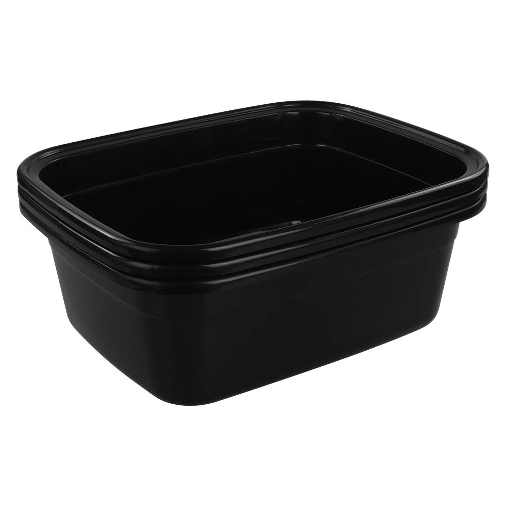 16 Quart Plastic Wash Basin - Black Rectangular Dish Pan for Laundry & Cleaning