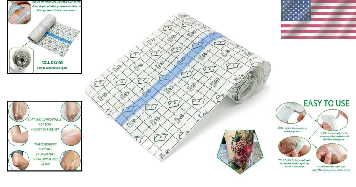 Tattoo Aftercare Film 6" x 72" Transparent Waterproof Wound Dressing
