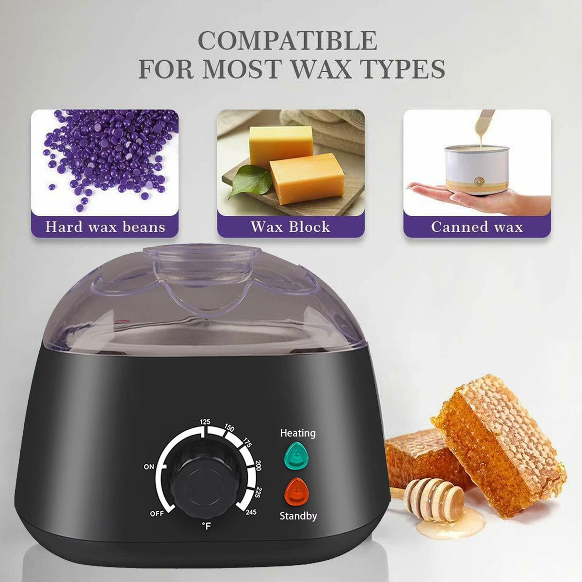 5-Piece Wax Warmer Kit with 500ML Capacity & Hard Wax Beans Set for Hair Removal