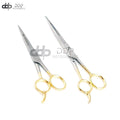 Hair Cutting Scissors Set - 5.5 Inch & 6.5 Inch Barber Shears with Gold Handles