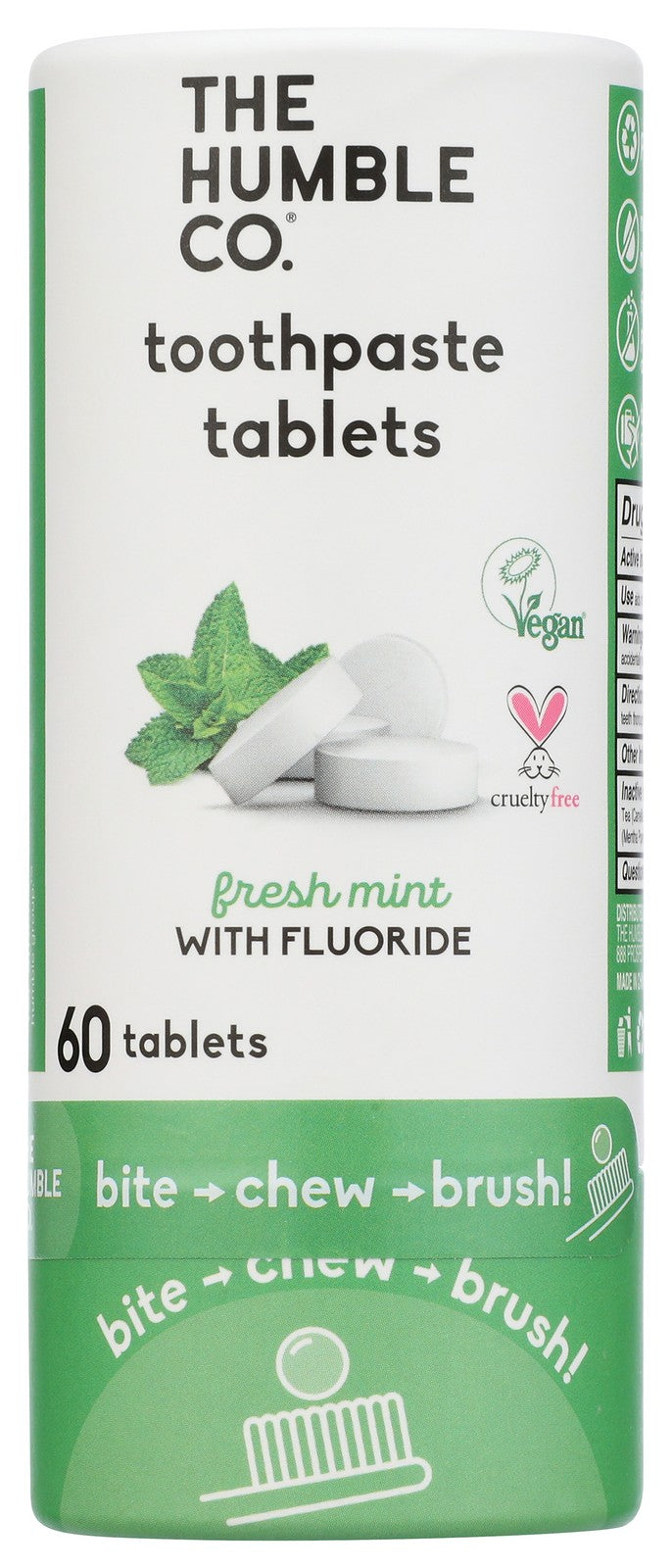 Fresh Mint Fluoride Toothpaste Tablets - 60 Count, 6 Pack