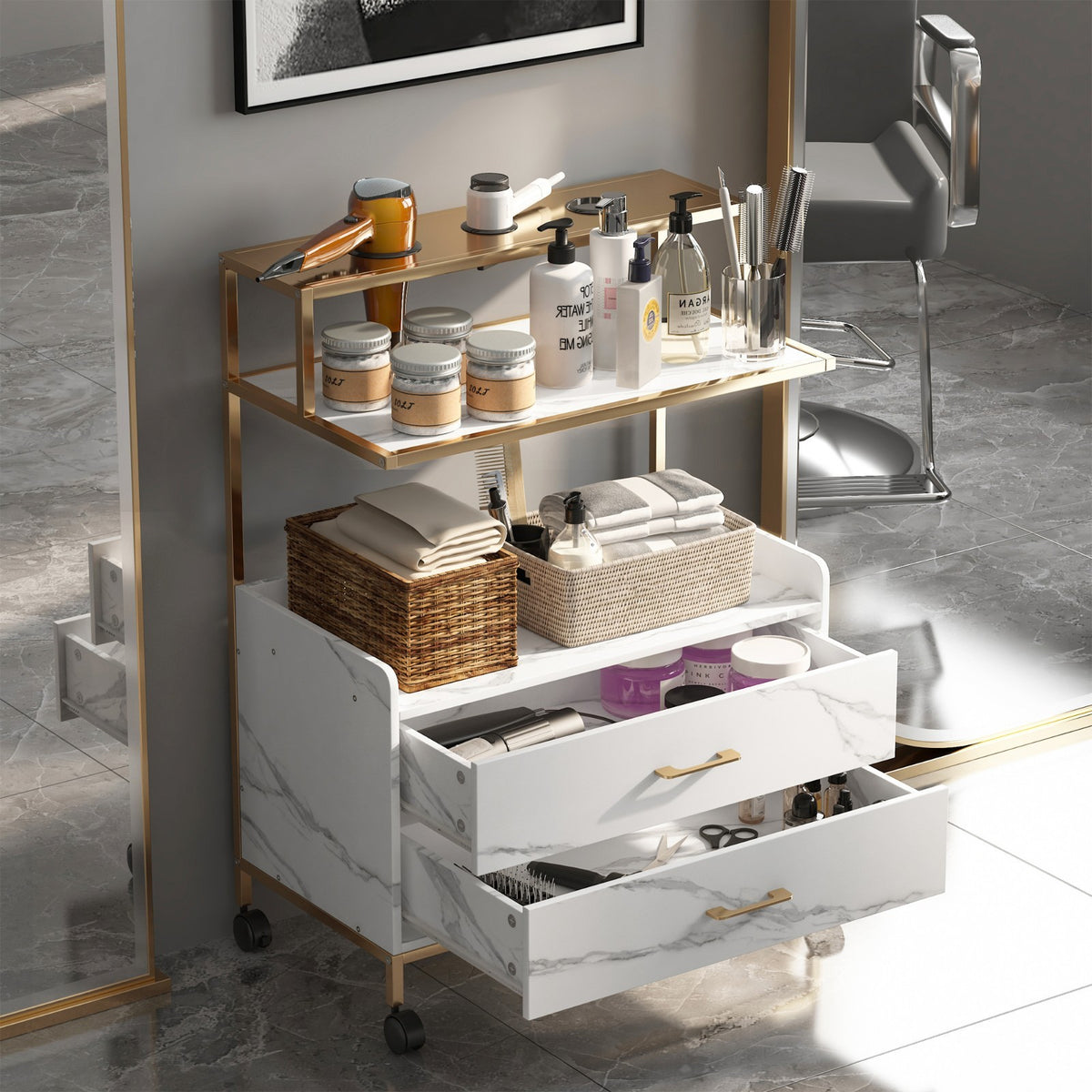 Salon SPA Trolley Cart with Lockable Wheels and Ample Storage