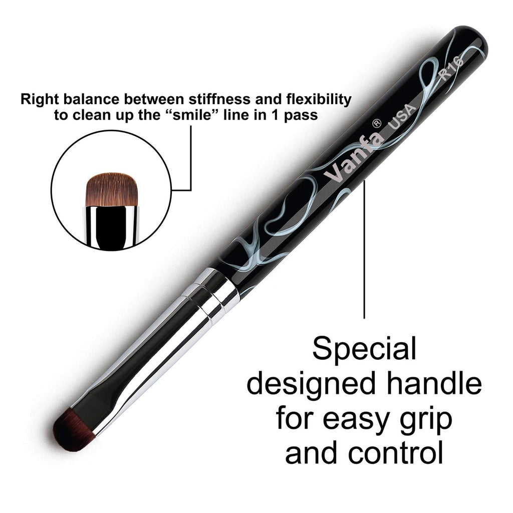 French Nail Brush Set with Black Handles - 2 Pack for Gel Cleanup